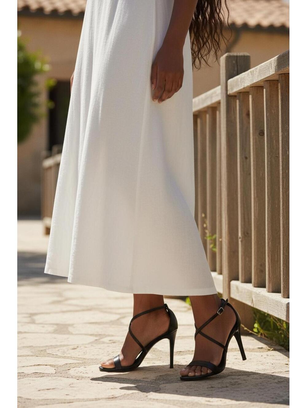 Black Strappy High Heel Sandals for Women